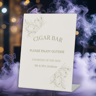 Elegant Floral "Cigar Bar" Wedding  Pedestal Sign
