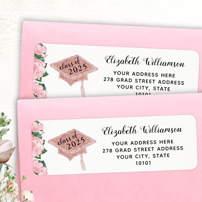 Elegant Floral Class of 2025 Graduation Label (Creator Uploaded)