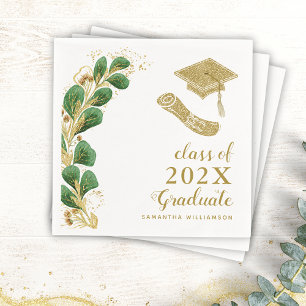 Elegant Floral Class of 2025 Graduation Napkins