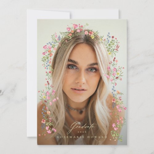elegant floral class of 2026 Two photo graduation