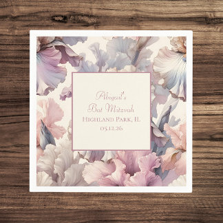 Elegant Floral Classic Blush Bat Mitzvah Napkins