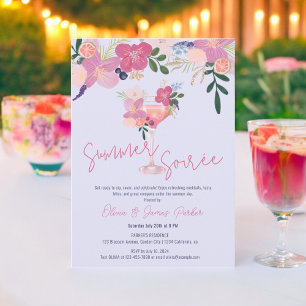 Elegant Floral Cocktail Hand Drawn Summer Soirée Invitation