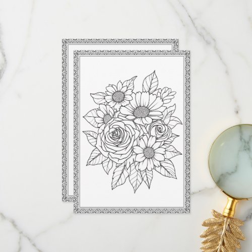 Elegant Floral Color Your Own Greeting Card