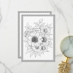 Elegant Floral Color Your Own Greeting Card