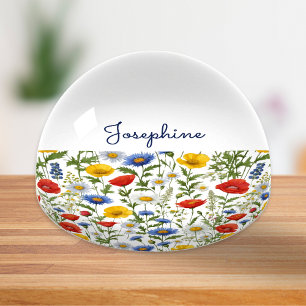 Elegant Floral Colorful Wildflowers Custom Name Paperweight
