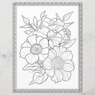 Elegant Floral Coloring Page Scrapbook Paper