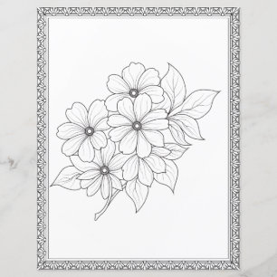 Elegant Floral Coloring Page Scrapbook Paper