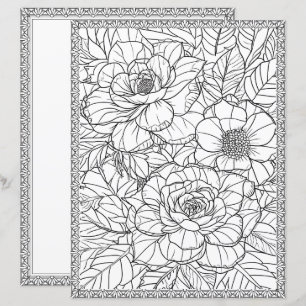 Elegant Floral Coloring Page Scrapbook Paper
