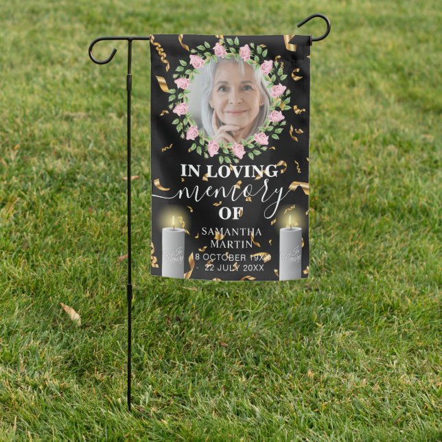 Elegant Floral Confetti Cross Grave Memorial Garden Flag (In SItu)