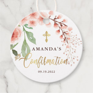 Elegant Floral Confirmation Favor Tags