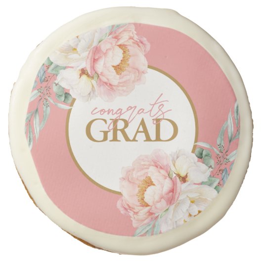 Elegant Floral Congrats Grad Custom Sugar Cookies (Front)