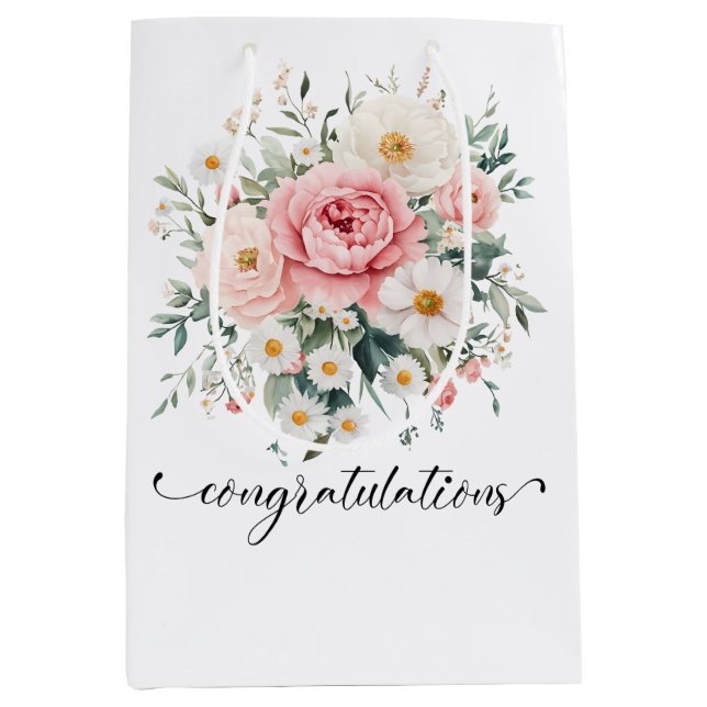 Elegant Floral Congratulations gift bag (Front)