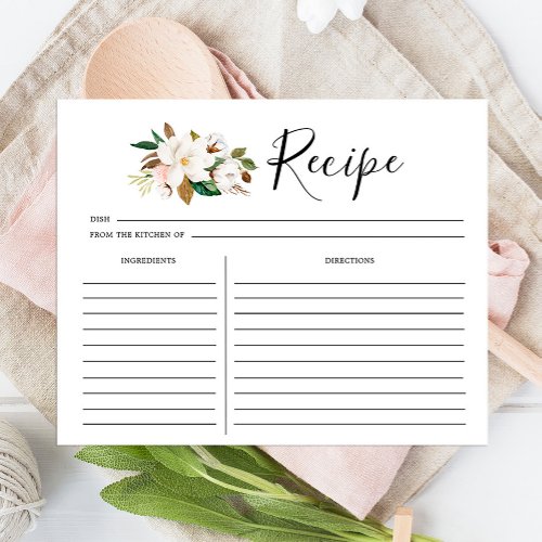 Elegant Floral Cooking Recipe Cards