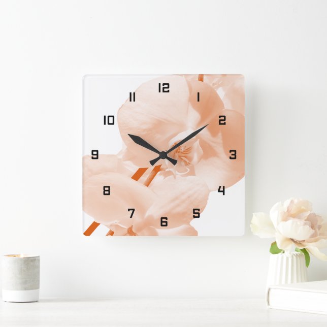  Elegant Floral Coral  Square Wall Clock (Home)