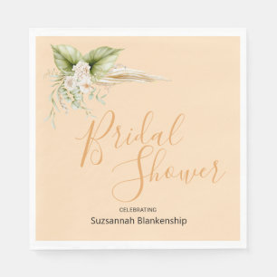 Elegant Floral Corner Bridal Shower Template Napkins