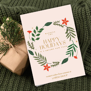 Elegant Floral Corporate Happy Holidays Business Holiday Card