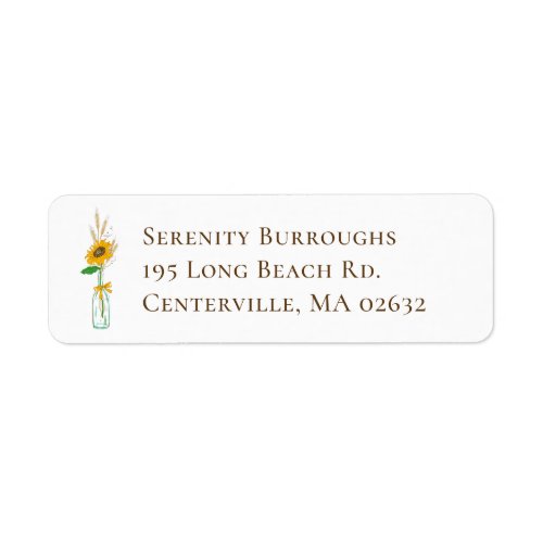 Elegant Floral Country Wedding Yellow Sunflowers  Label