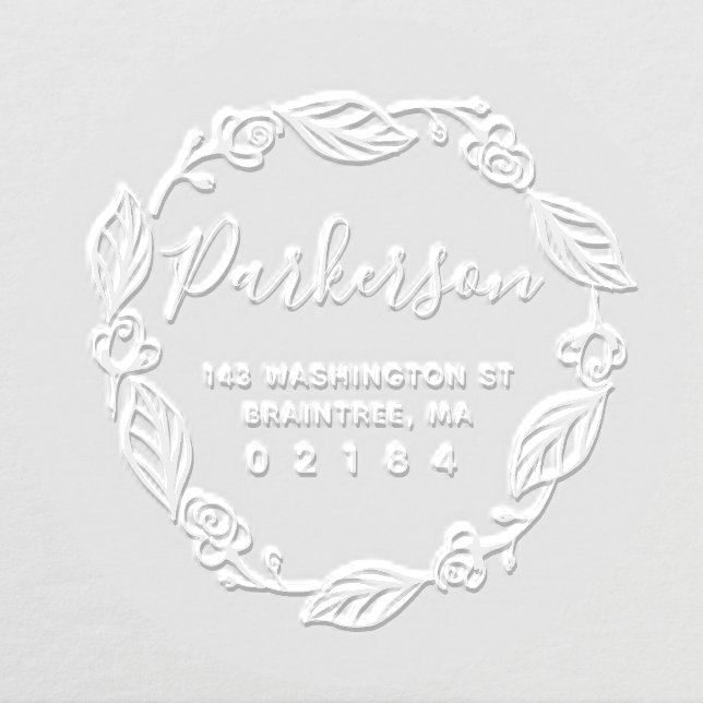 Elegant Floral Country Wreath Family Return Embosser (Design)