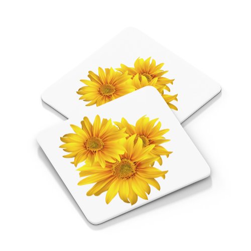 Elegant Floral Country Yellow Sunflowers Wedding Square Paper Coaster