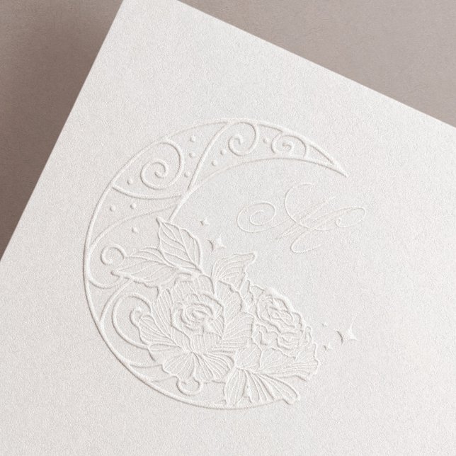 Elegant Floral Crescent Moon Monogram Quinceanera Embosser (Elegant Floral Crescent Moon Monogram Quinceanera Embosser)