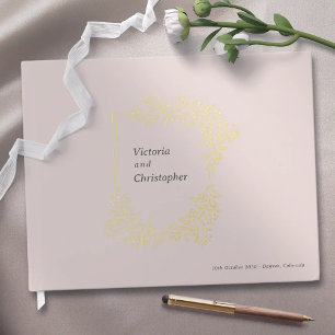Elegant Floral Crest Classic Botanical Wedding Foil Guest Book