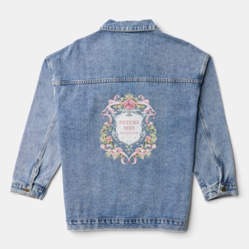 Elegant Floral Crest  Future Mrs Denim Jacket