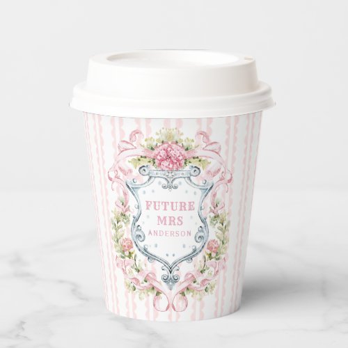 Elegant Floral Crest  Future Mrs Paper Cups