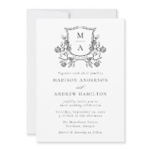 Elegant Floral Crest Monogram All in One Wedding