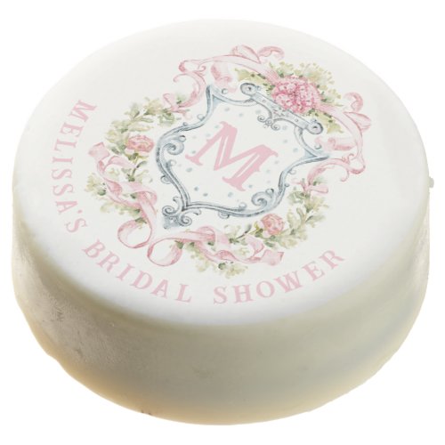 Elegant Floral Crest Monogram  Bridal Shower Chocolate Covered Oreo