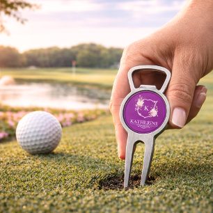 Elegant Floral Crest Monogram Feminine Purple Divot Tool