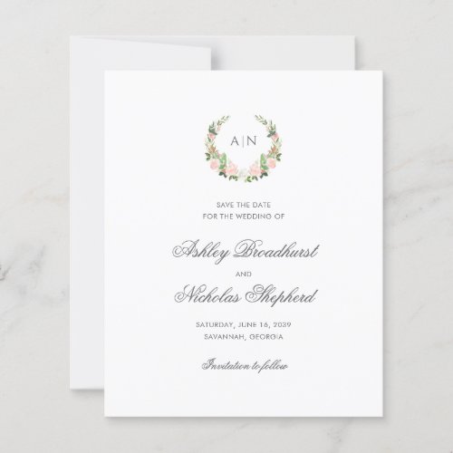 Elegant Floral Crest Wedding Save the Date