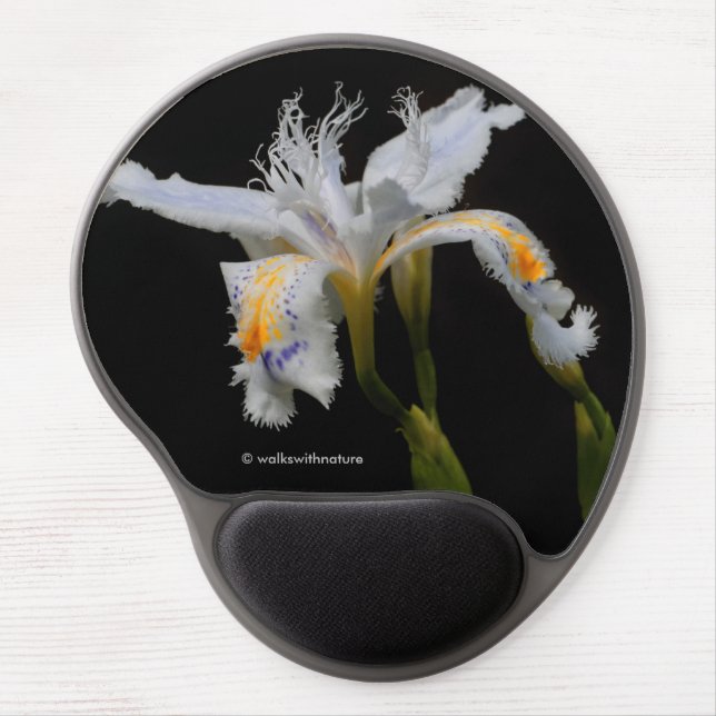 Elegant Floral Crested Shaga Japanese Iris Gel Mouse Pad (Front)