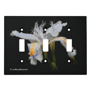 Elegant Floral Crested Shaga Japanese Iris Light Switch Cover