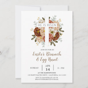 Elegant floral Cross Christian Easter Brunch Invitation