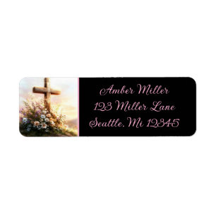 Elegant Floral Cross Label