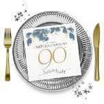 Elegant Floral Custom 90th Birthday Party  Napkins<br><div class="desc">Elegant Floral Custom 90th Birthday Party Napkins. Indulge in the epitome of sophistication with our Blue Floral Birthday Theme, where elegance meets charm in every detail. Delicate blue florals dance gracefully against a backdrop of timeless sophistication, accentuated by shimmering gold text that adds a touch of luxury to your celebration....</div>