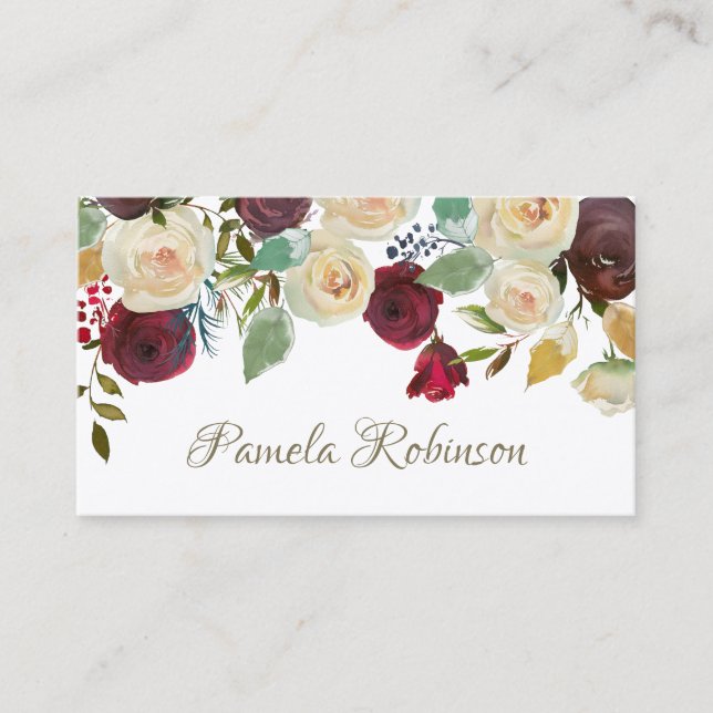 Elegant Floral Custom  Business Card (Front)