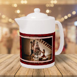 Elegant Floral Custom Family Photo Text Red Teapot<br><div class="desc">Add a touch of elegance to your tea time with our Elegant Floral Custom Family Photo Text teapot. The vintage floral background complements your custom photo and text, making it a perfect gift for your loved ones and practical for everyday use. Enjoy a warm cup of tea while reminiscing cherished...</div>