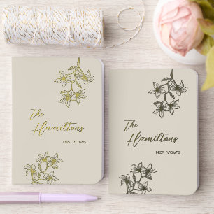 Elegant Floral Custom His and Hers  Foil Vow Books