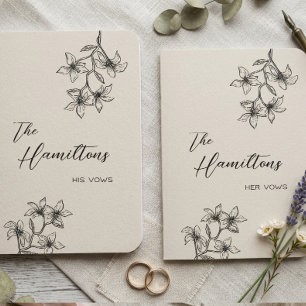 Elegant Floral Custom His and Hers  Foil Vow Books