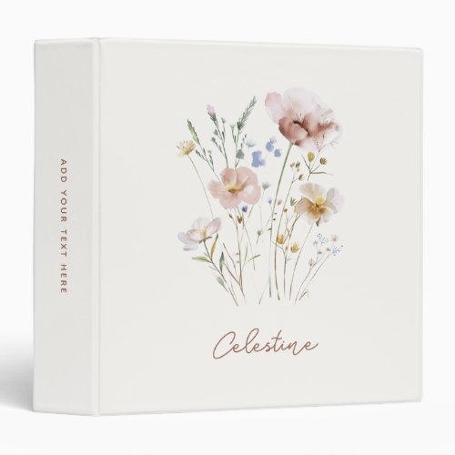 Elegant Floral Custom Name 3 Ring Binder