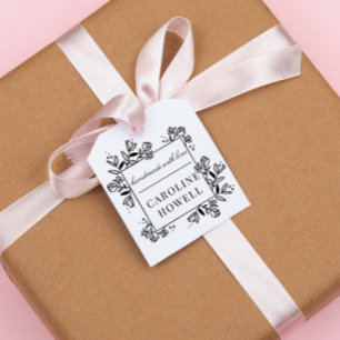 Elegant Floral Custom Name Handmade With Love Rubber Stamp