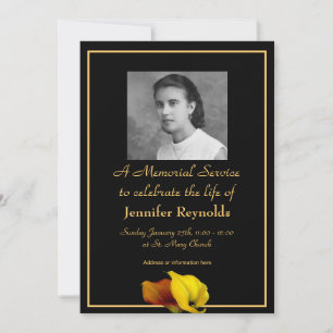 Elegant Floral Custom Photo Memorial Service Invitation