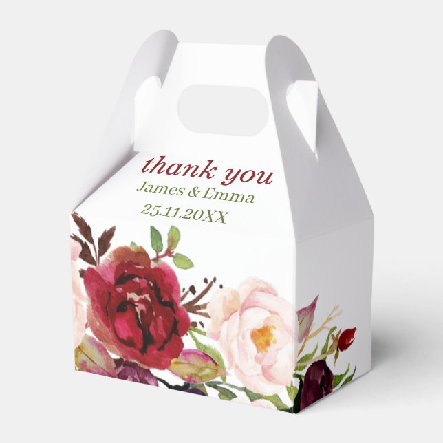Elegant Floral Custom Wedding Favor Boxes (Front Side)