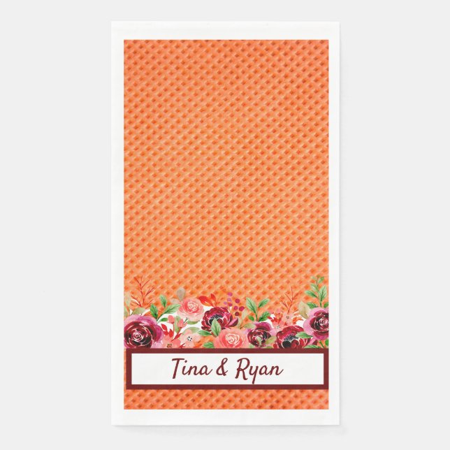 Elegant Floral Custom Wedding Guest Towel Napkin (Front)