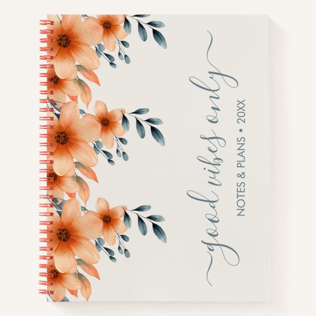 Elegant Floral Customizable Notebook (Front)