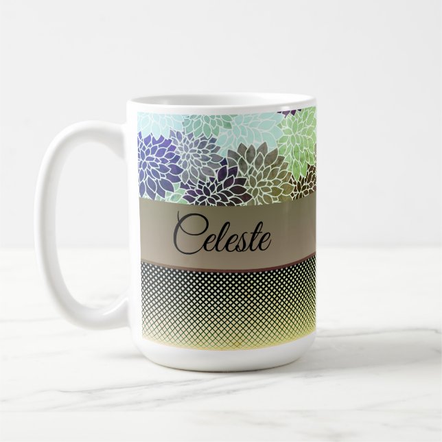 Elegant Floral Customized Coffee Mug (Left)