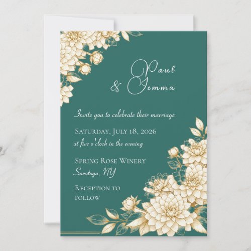 Elegant Floral Dahlia Wedding Invitation