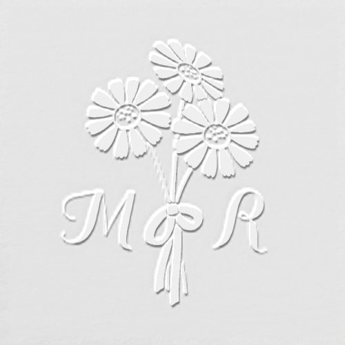 Elegant Floral Daisies Monogram Initial Wedding Embosser