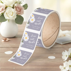 Elegant Floral Daisies Thank You Lavender Wedding Square Sticker